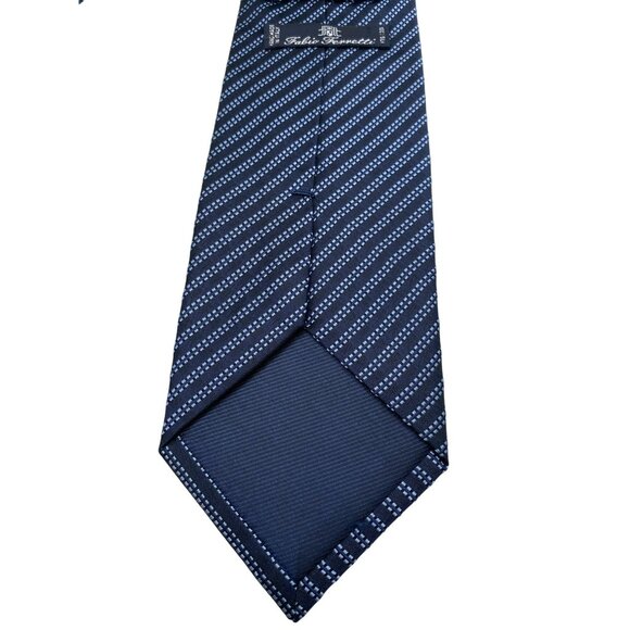 Fabio Ferretti Navy Blue Striped Italy Italian handmade Silk Tie Neck Luxury - Picture 4 of 6
